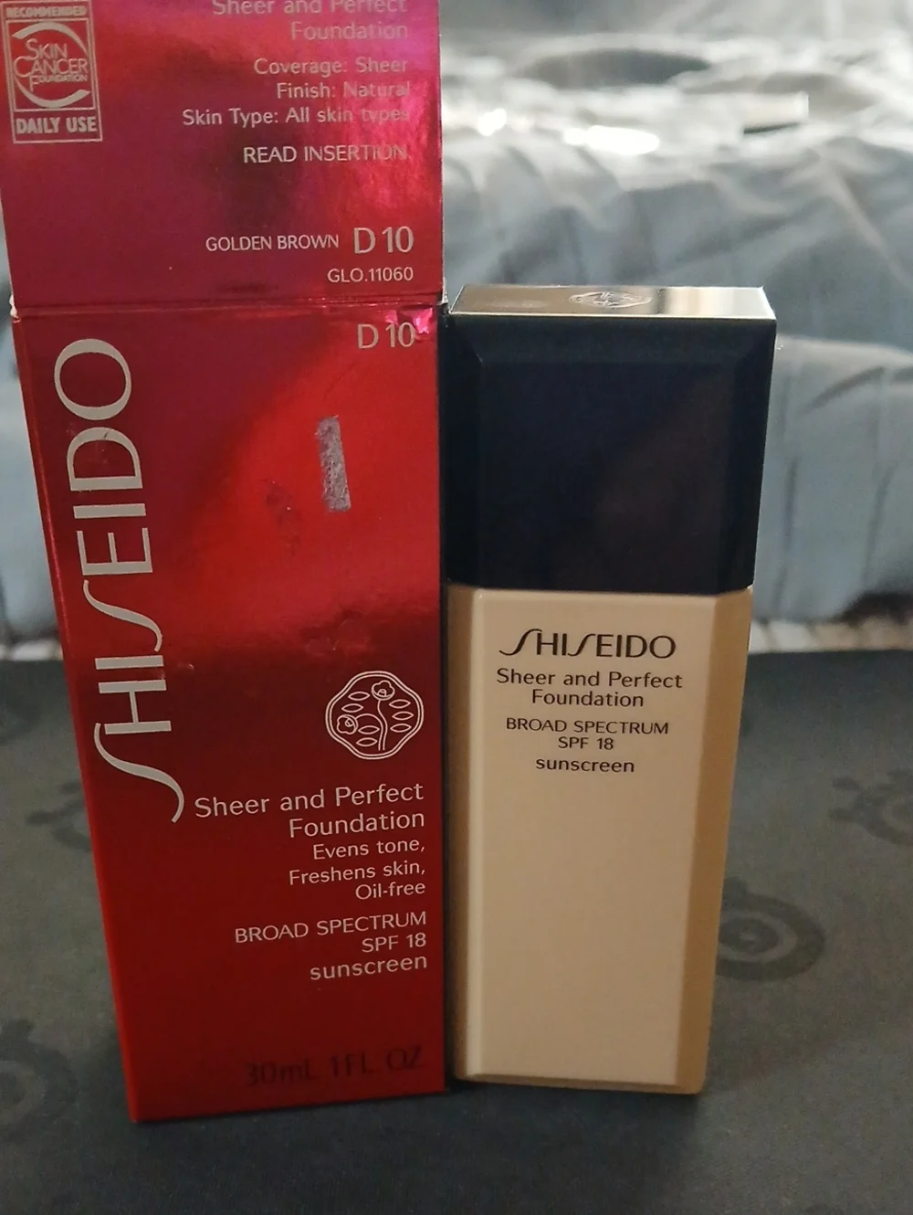 Shiseido Sheer and Perfect Foundation - D10 Golden Brown SPF 18 NIB